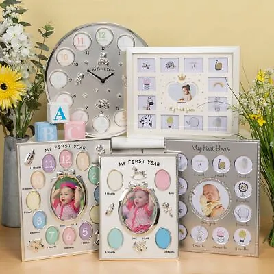 Shudehill My First Year Photo Frame Range - 3 5 & 12 Collage Frames & Clock • £27.99