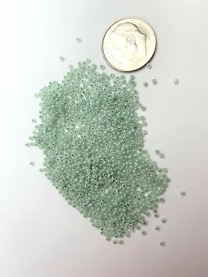 RARE Antique Micro Seed Beads-14/0 Greasy Op Pale Aged Pearlized Mint Green • $5.95