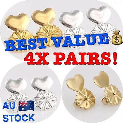 $5.90 • Buy 4 Pairs Earring Lifters Ear Lobe Support Backs Hypoallergenic Crown Shape Firmly