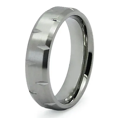 Stainless Steel Diamond Cut Groove Mens Wedding Band 6MM | FREE ENGRAVING • $16