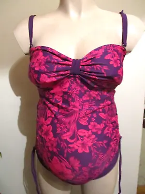 Next Maternity Purple & Pink Floral Print Tankini Swimsuit Size 8 • £12