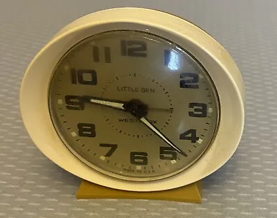 70s Vintage Westclox LITTLE BEN Alarm Clock Tan Plastic USA Model 11080 • $19.95