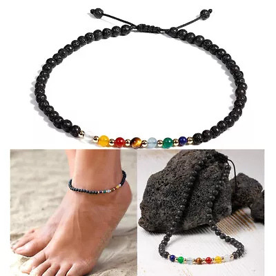 7 Chakra Yoga Natural Lava Stone Beaded Double Layer Healing Braided Bracelets • $11.99