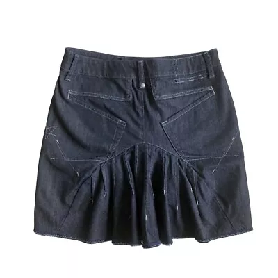 Marithe François Girbaud Y2k Pleated Star Blue Denim Mini Skirt • $155