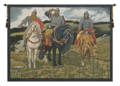 Knights (The Bogathyrs) By Vasnetsov Italian Tapestry Wall Art Hanging (New) • $366