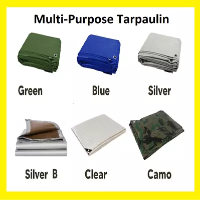 Tarpaulin Regular And Heavy Duty Waterproof Cover Tarp Ground Sheet Multi Sizes • £200.97