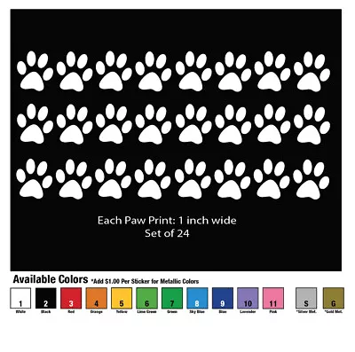 1 Inch Paw Print Bundle Cat Dog Pet Prints Set Of 24 Decal Window Sticker Craft • $3.50