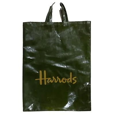 Ladies Vintage 'Harrods' Cotton/PVC Green Shopping Bag • $21.93