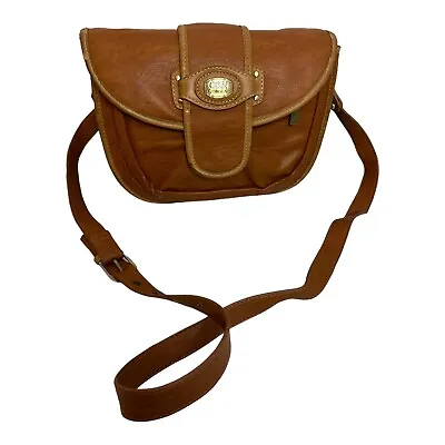 Ollie & Nic Satchel Bag Tan Brown Leather Body Faux Leather Trim Crossbody • £15.99