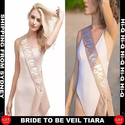 Bride To Be Hen Sash Veil Tiara Hens Night Bridal Shower Accessories Glitter • $5.99