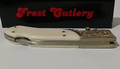 Old Stock White Bone Jag. Lockback Hunting Pocket Knife W/ Thumb Stud German Bl. • $6.99