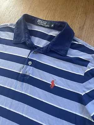 🏇🏼Polo Ralph Lauren Blue Stripe Soft Cotton Polo Shirt Size M • £4.99