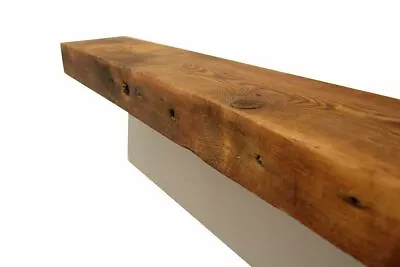 Rustic Barnwood Floating Mantel Shelf - Reclaimed Barn Wooden Beam - 3x7 • $201.97