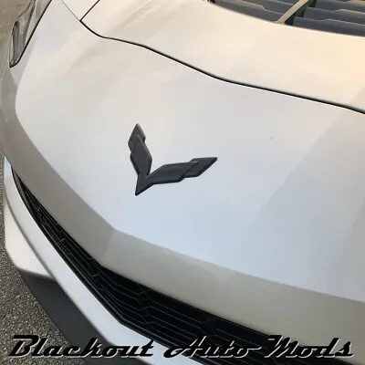 C7 Corvette 2014-2019 Front Bumper Emblem Flag Overlay Blackout Carbon Fiber • $5.95