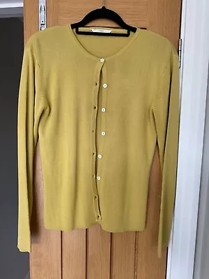 M&S Collection Size 10 Extra Fine Silk Merino Crew Neck  Cardigan Mustard Yellow • £10.13