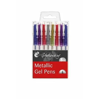 X8 Metallic Glitter Gel Pens Colouring Writing Arts & Craft Childrens Stationary • £3.25