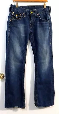 True Religion Men's Blue Jeans Distressed Faded Size 30  / 32  Flare 9  • $19.25
