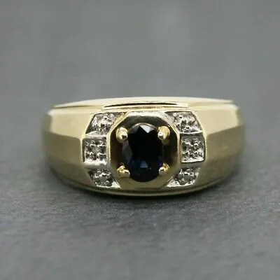 $349.42 • Buy 9ct Yellow Gold Sapphire & Diamond Signet Ring Size Q