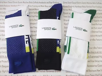 LACOSTE Sport Sock Mens 1pk Ass Black Compression Zones Tennis UK 9-11 Socks NEW • £21.99
