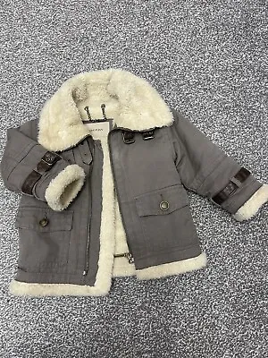 £71 • Buy Burberry Baby Shearling Lined Jacket With Leather Detailing, 18 Months