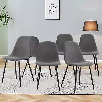 6-Pc Modern Medieval Style Cushioned Side Chairs Set With Linen Fabric • $274.46