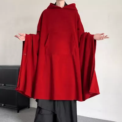 INCERUN Mens Hooded Batwing Tops Outwear Overcoat Casual Loose Cloak Poncho Cape • $31.34