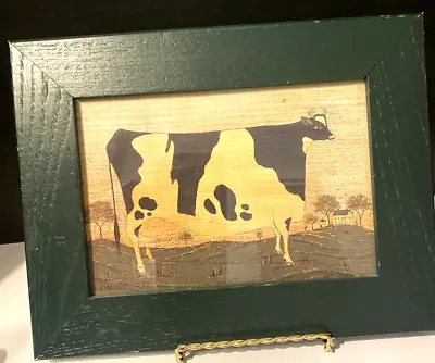 Signed Warren Kimble Primitive Vintage Cow Print Frame Picture Wall Folk Art • $32.99