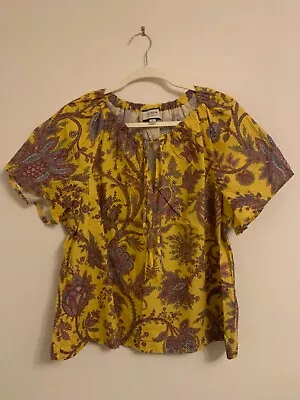 J.Crew Collection Ratti Golden Paisley Short Sleeve Blouse Size XL EUC • $32