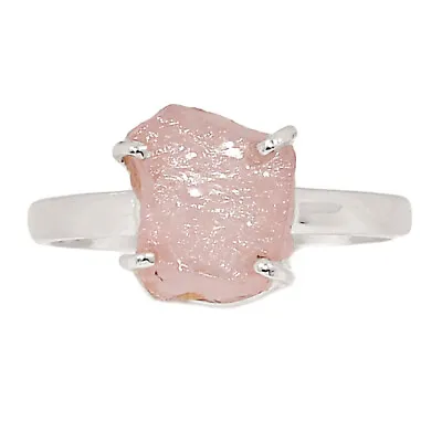 Natural Morganite Rough - Madagascar 92 Silver Ring Jewelry S.10 CR23788 • $15.99