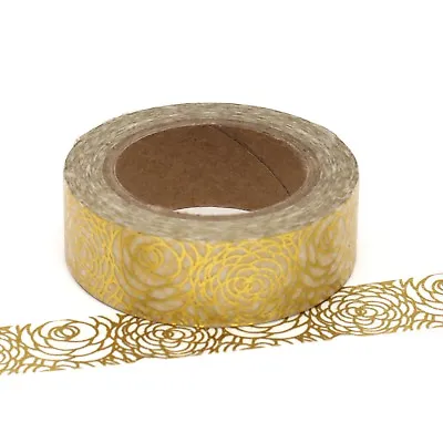 $5.50 • Buy Foil Washi Tape Gold Floral Flower 15mm X 10m