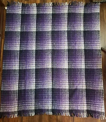 Mexican Woven Blanket Reversible JFR Textiles 100%Acrylic Purple/White/Grey • $42