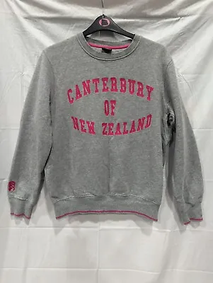 Canterbury Of New Zealand Sweater Sweatshirt Jumper Grey With Pink Detail Medium • £5