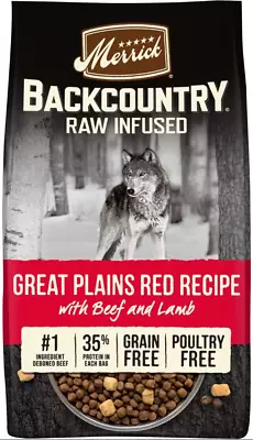 Merrick Backcountry Raw Infused Great Plains Red Recipe Adult Dog Food 20 Lbs. • $53.54