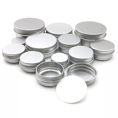 10X 5/10/20g Empty Cosmetic Pots Lip Balm Container Jar Silver Aluminum Tins • $7.59