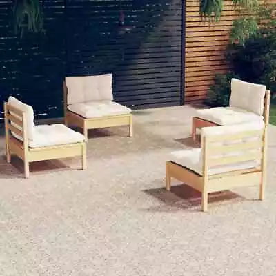 VidaXL 4 Piece Garden Lounge Set With Cream Cushions Pinewood • $597.82