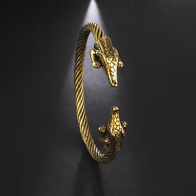 $8.99 • Buy Animal Double Head Stainless Steel Bangle Bracelet Viking Wolf Lion Jewelry Gift