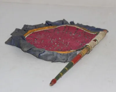 Vintage Old Wooden & Cloth Handmade Hand Fan Usable & Collectible 10434 • $45