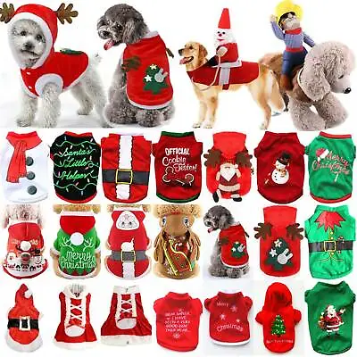 £7.89 • Buy Pet Cat Dog Christmas Outfit Costume Sweater Hoodie Dress Xmas Santa Elf Clothes
