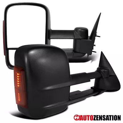 Fit 2003-2007 Silverado Sierra Power Heated Tow Side Mirrors+LED Signal Lights • $95.99