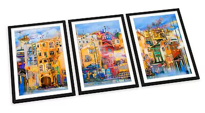 £79.99 • Buy Cityscape Buildings Skyline FRAMED ART PRINTS SET Picture Poster Artwork