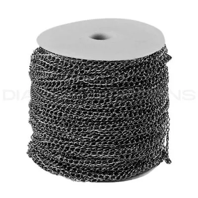 ❤ GUN METAL BLACK PLATED FINE CURB CHAIN 2.5mm X 1.5mm JEWELLERY MAKING A245 ❤ • £2.99