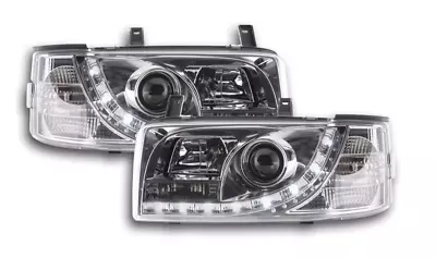 FK Set LED DRL Devil Eye Lightbar Headlights VW Transporter T4 90-03 Chrome LHD • $393.78