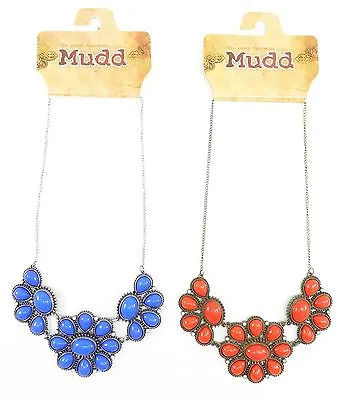 $5.79 • Buy New Red & Blue Bubble Statement Necklace With Rhinestones By Mudd #N2259-60