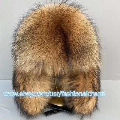 Unisex Full Covered Real Fox Fur Hat Russian Trapper Ushanka Hunter Hat Ski Cap • $85