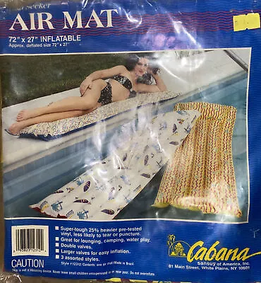 Vintage 90s Cabana Sun Seeker Air Mat Mattress Pool Float Raft 72x27 Inflatable • $18