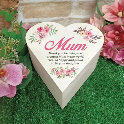 Mum Wooden Heart Gift Box - Vintage Rose |Mothers Day Gifts Nana Grandma • $39