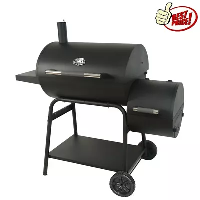 28  Offset Steel Charcoal Smoker Grill W/ Side Firebox Adjustable Charcoal Tray • $126.68