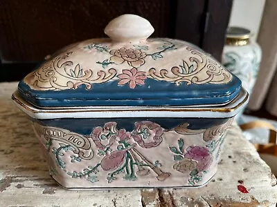 Vintage Asian Porcelain Art Nouveau Deco Pastel Jewelry Trinket Casket Box 7.5  • $29.99