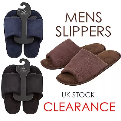 Mens Slider Slippers Open Toe Slippers 6 7 8 9 10 11 UK Memory Foam Mule SALE UK • £4.99