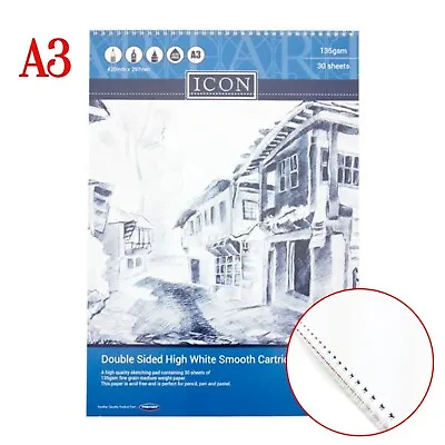 Artist Sketchpad A3 Spiral Drawing Illustration Sketching White Paper Sketchbook • £7.43